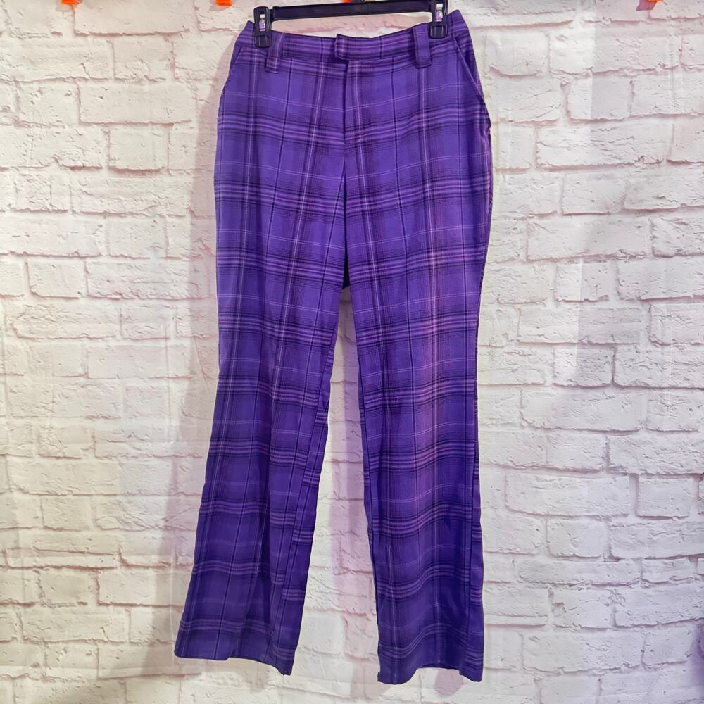 Hot Topic Purple Plaid pants Retro Vintage Goth look Sz L